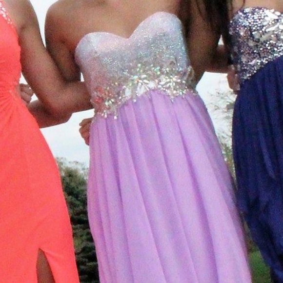 Lavender purple rhinestone prom dress - Picture 3 of 7